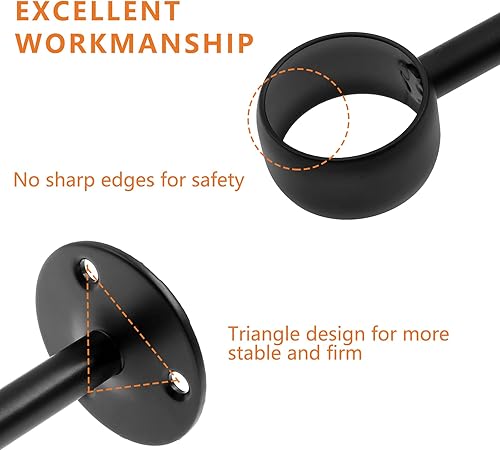 Miniatura 37 de 4 soportes de barra de cortina de montaje en techo de 1 pulgada, soporte para barra de barra de armario de brida, enchufe de barra de cortina