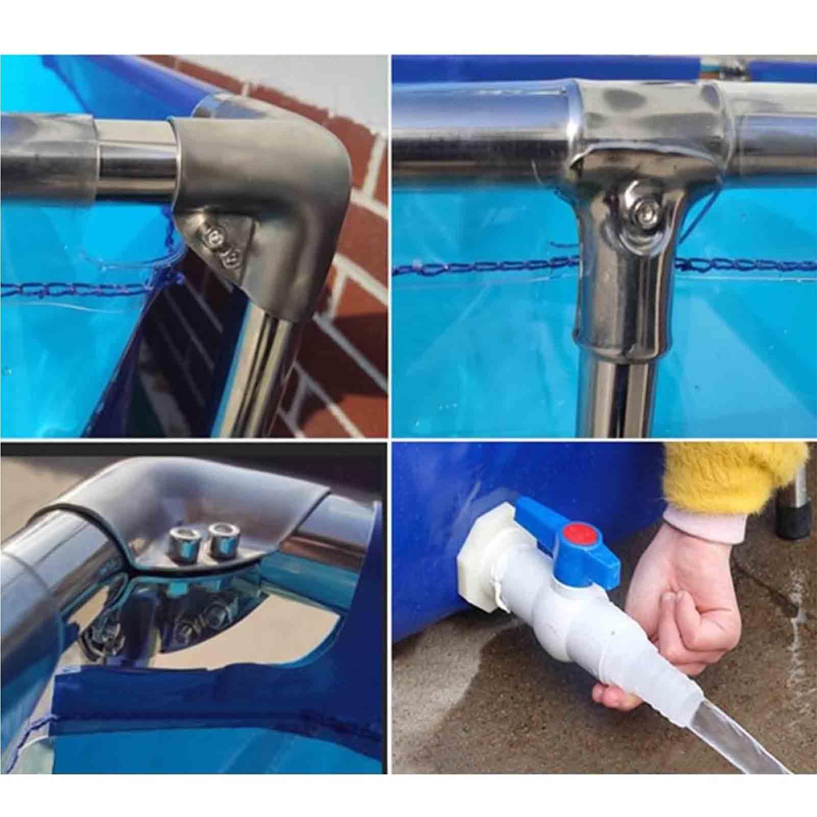 Estanque de lona para peces, acuario grande de PVC/lona con estante, depósito temporal portátil y versátil, para agricultura de jardín y suministro de agua de emergencia, fácil de ensamblar, 001,