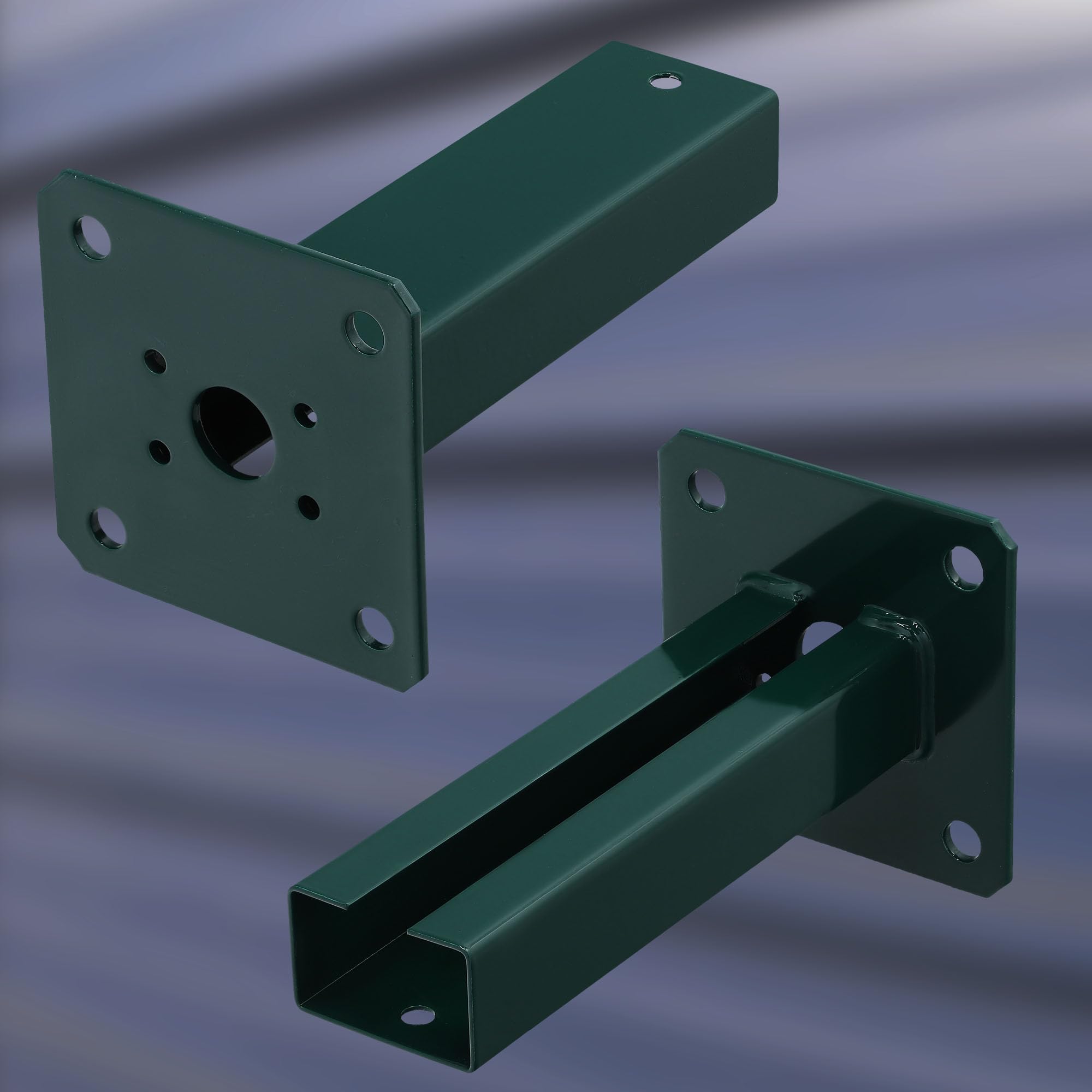 KOTARBAU® Set de 4 Unidades Soporte para Poste - Pie de Pilar - Atornillable - Acero Revestido - 60x40 mm - Verde - Anclaje para Poste - Resistente a la Intemperie