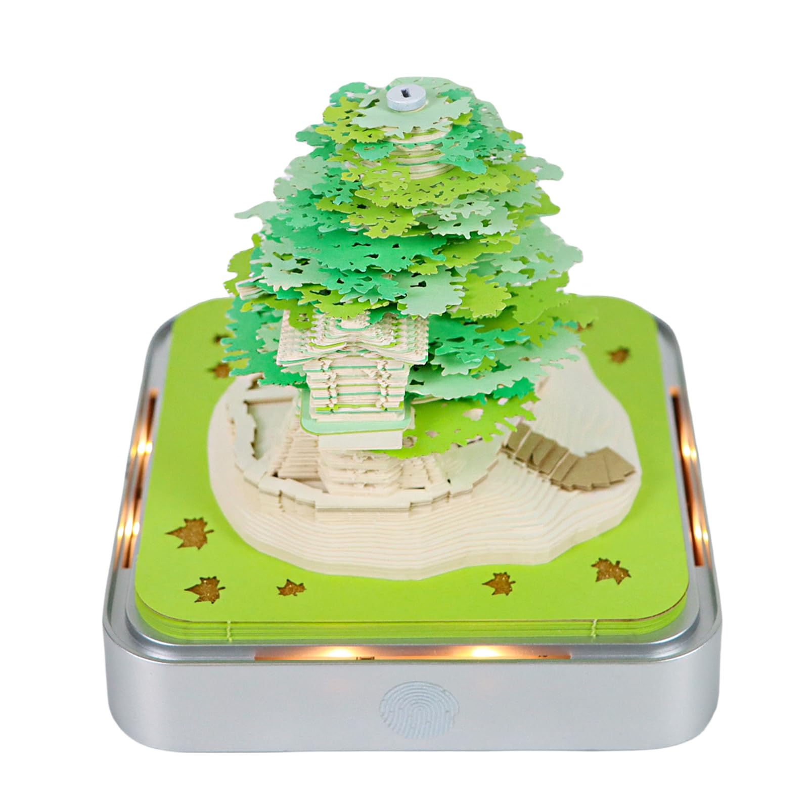 3D Memo Pad Time Piece Calendar 2027, 3D Tear-Off Art Desk Calendar 2027, Creative 3D Memo Pad Paper Art Tree House DIY Paper Carving Decoration (Tree House - Green)