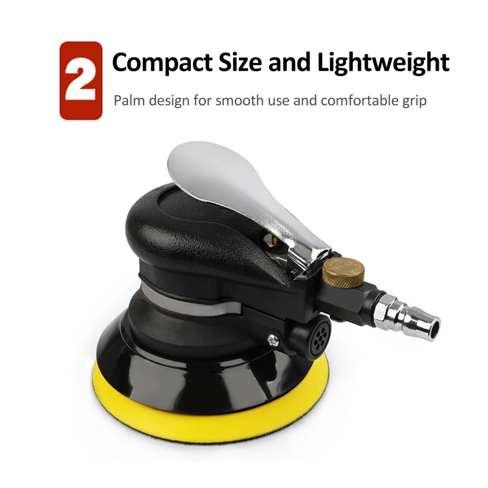 LIJADORA Orbital neumática, pulidora de coche de 5 "/6", máquina de lijado, herramientas de depilación, LIJADORA Orbital aleatoria de aire Alta eficiencia para madera, compuestos y metal.(5 inch Vacuu