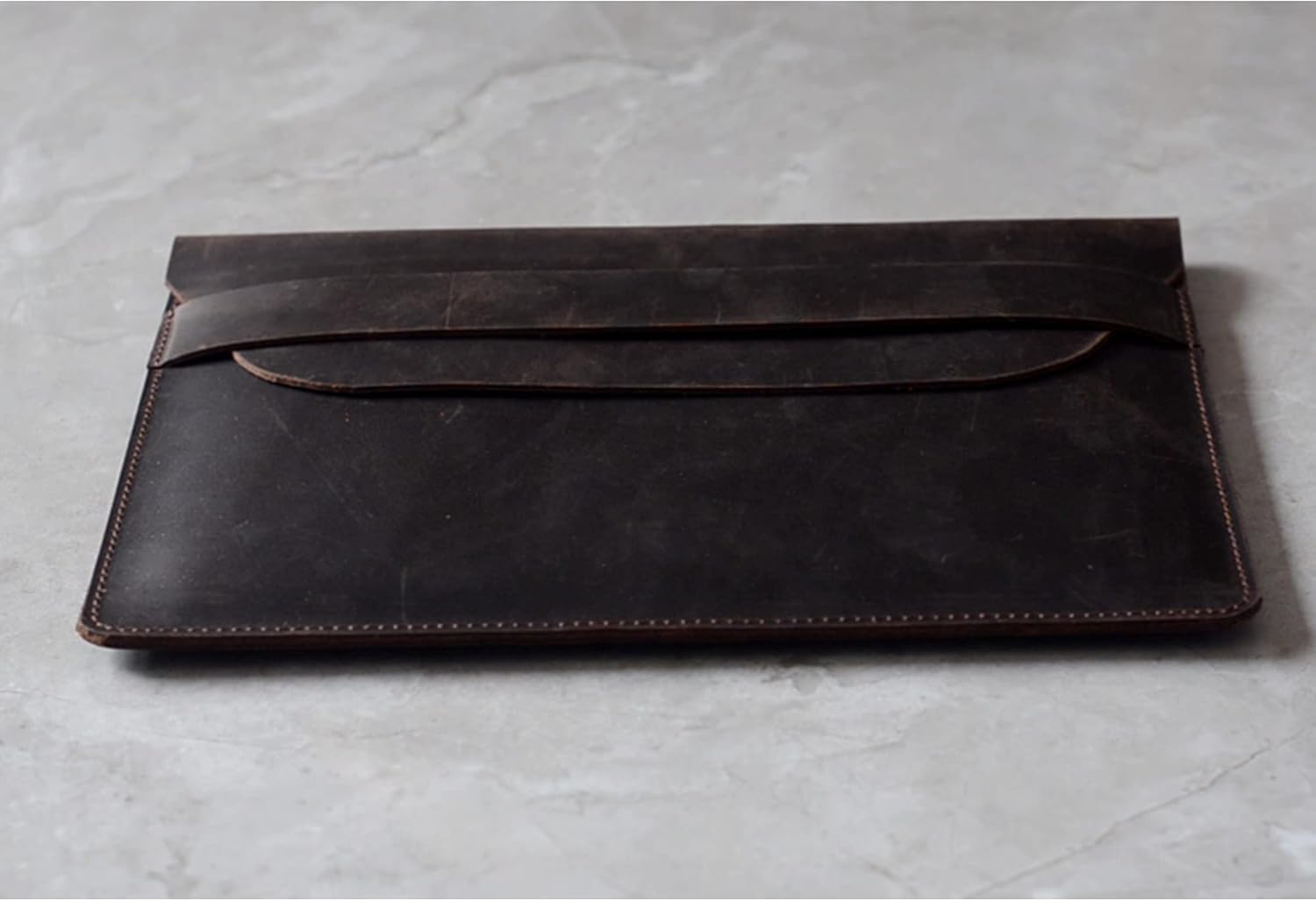Compatible with iPad Pro 12.9" M1 (2018 2020) Handmade Leather Sleeve Case 02 Darkbrown