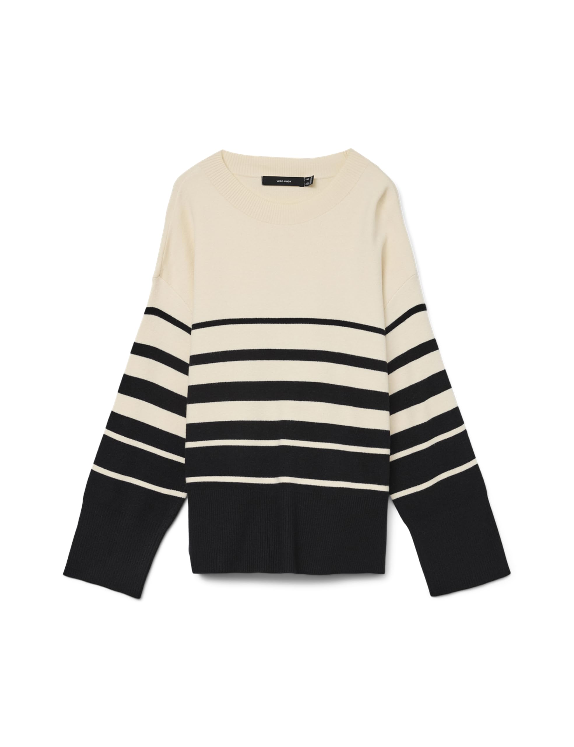 VERO MODA Women's Vmsaba LS O-Neck Stripe Pullover Ga Noos, Birch, XL