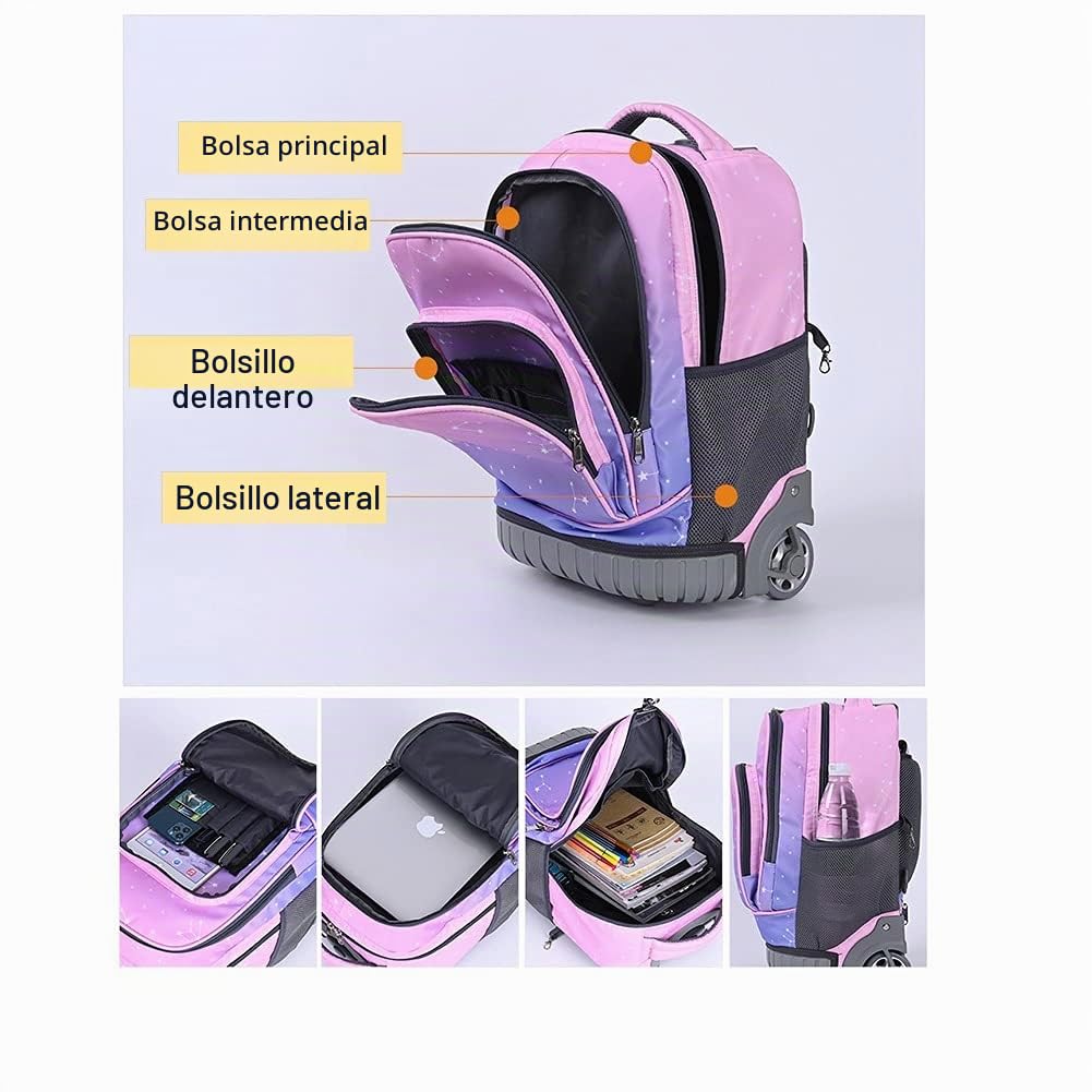 Mochila Bolsa Escolares con Ruedas para Estudiantes, 32x21x46 cm