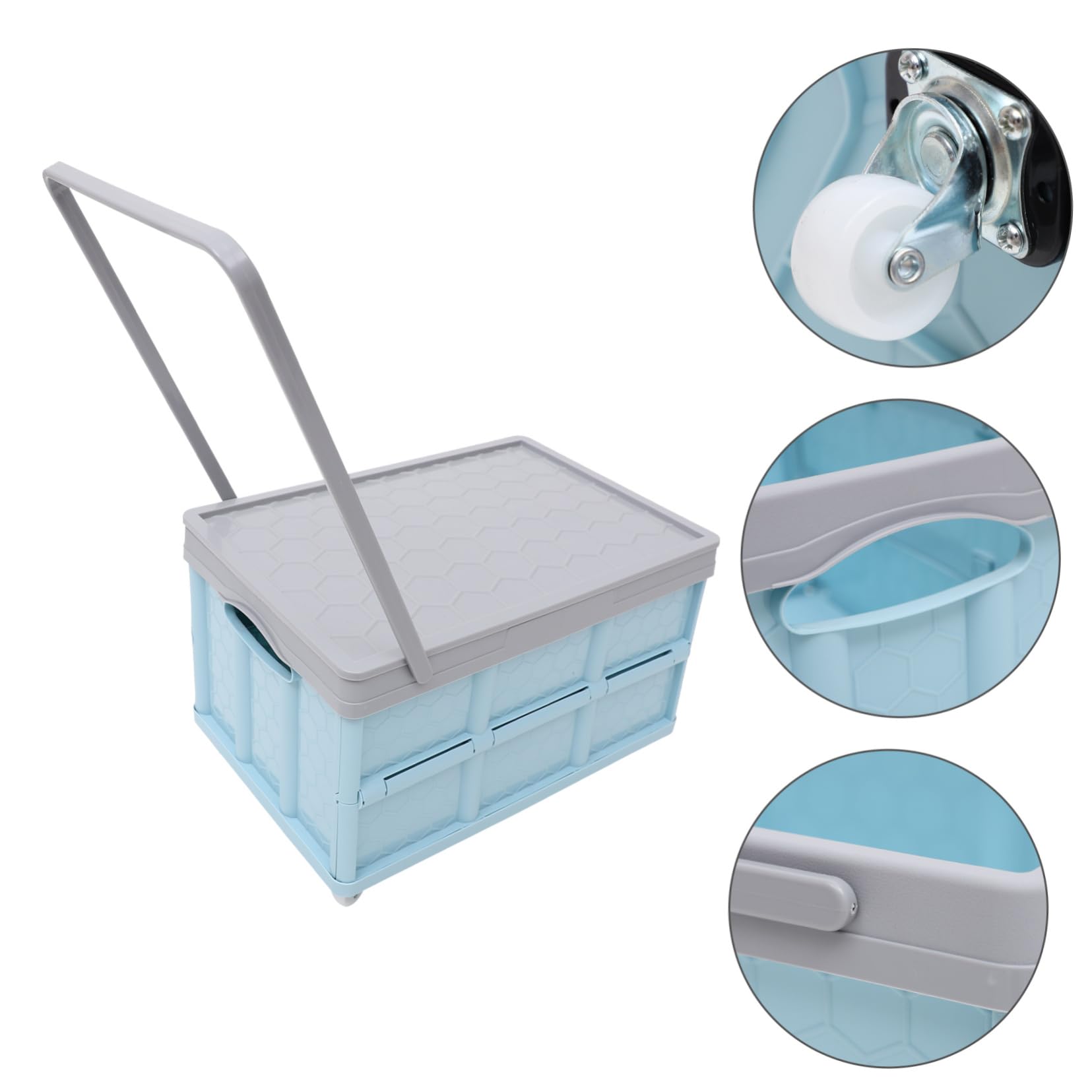 Anneome Caja de Almacenamiento de Plástico Azul y Apilable con Ruedas Gran Capacidad para Organizar Juguetes y Comestibles en Armarios o Uso Exterior