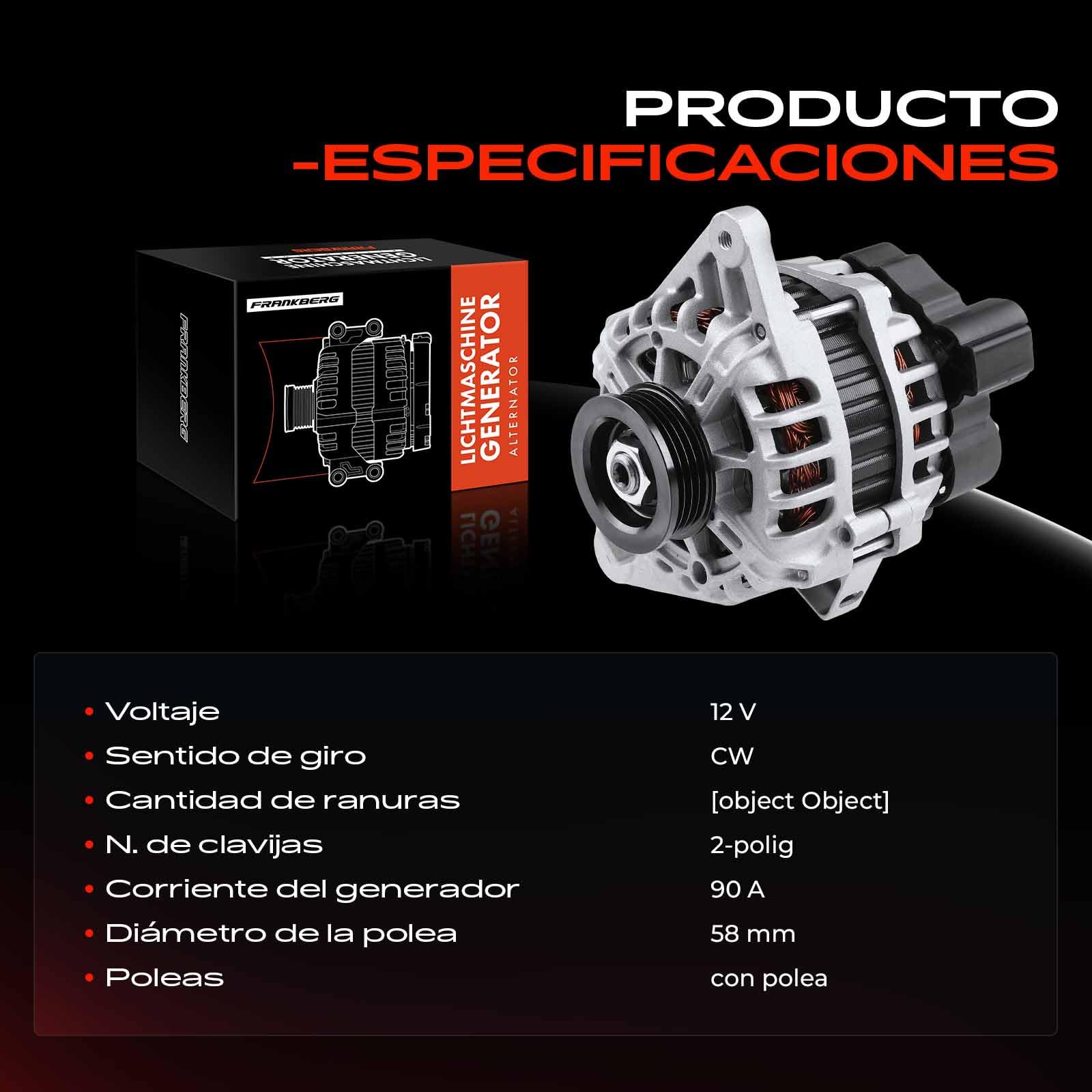 Frankberg Alternador con Polea de Rueda Libre Gasolina Replace# 113657