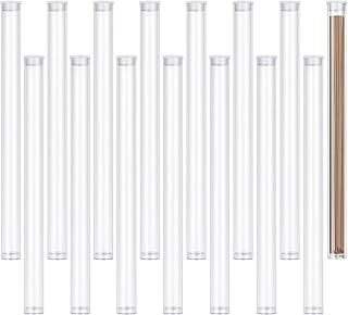 CHGCRAFT 15 Pcs Incense Tube Clear Acrylic Incense Storage Tube Transparent Tube Plastic Bead Containers with Lids for Bath Salt Candy Bead Storage Party Decoration