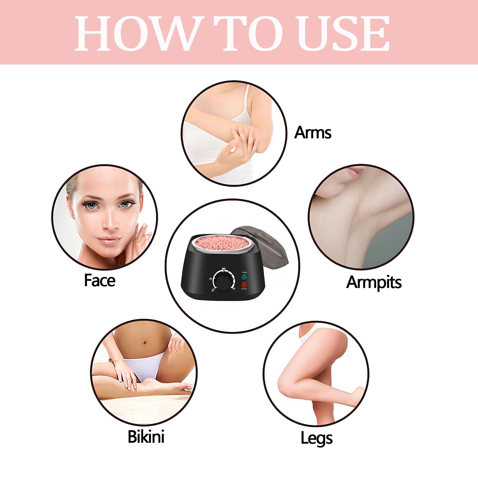 Chauffe Cire Epilation, Kit Chauffe Cire Professionnelle, Kit Epilation Cire Avec Perles D'éPilation De 400g, 5 Gobelets En Papier, 20 Spatules En Bois, Pour Corps Entier, Sourcils, Aisselles, Visage