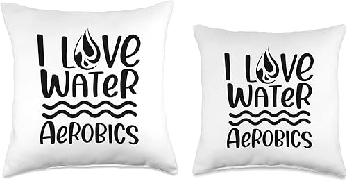 Miniatura 3 de Workout Fitness Sayings Water Aerobics Lover I Love Water Aerobics Instructor Aqua Hobby Throw Pillow, 18x18, Multicolor