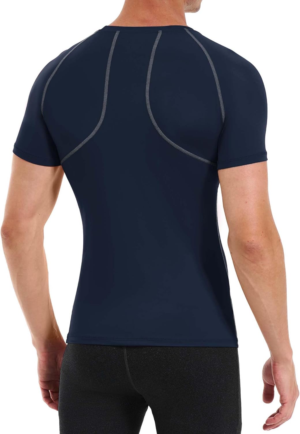 Runhit 2 Pack Men's Compression Shirts Short Sleeve Cool Dry Athletic Workout Shirt Sports Base Layer Undershirt Top - Image 3