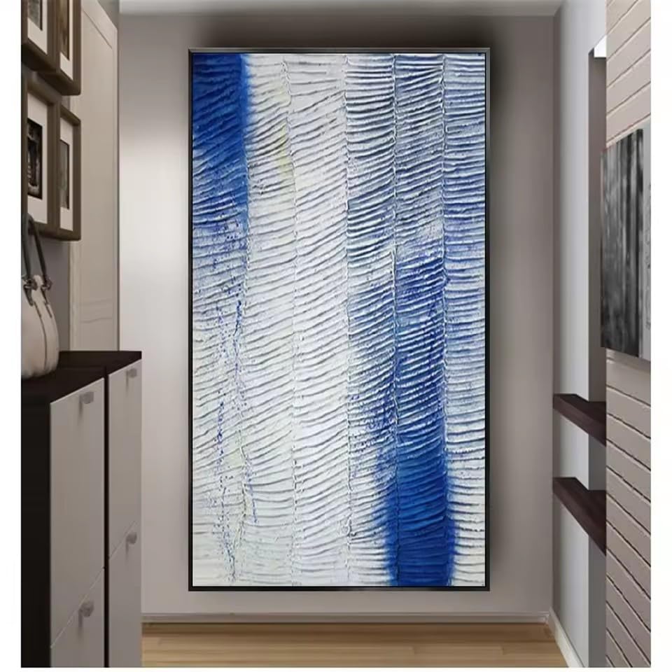 Decoración minimalista de pasillo con pintura vertical de espátula 4