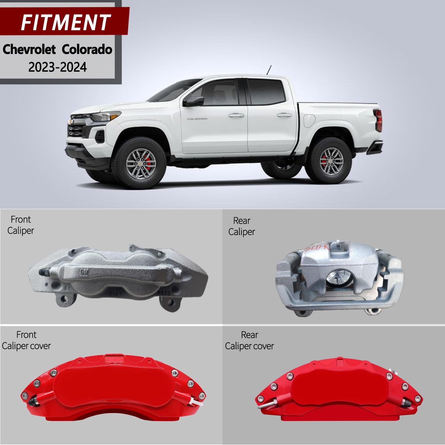 AOOA Red Caliper Covers Disc Brake Caliper Covers Fit for Chevrolet Colorado 2023-2025&GMC Canyon 2023-2025（front and rear）