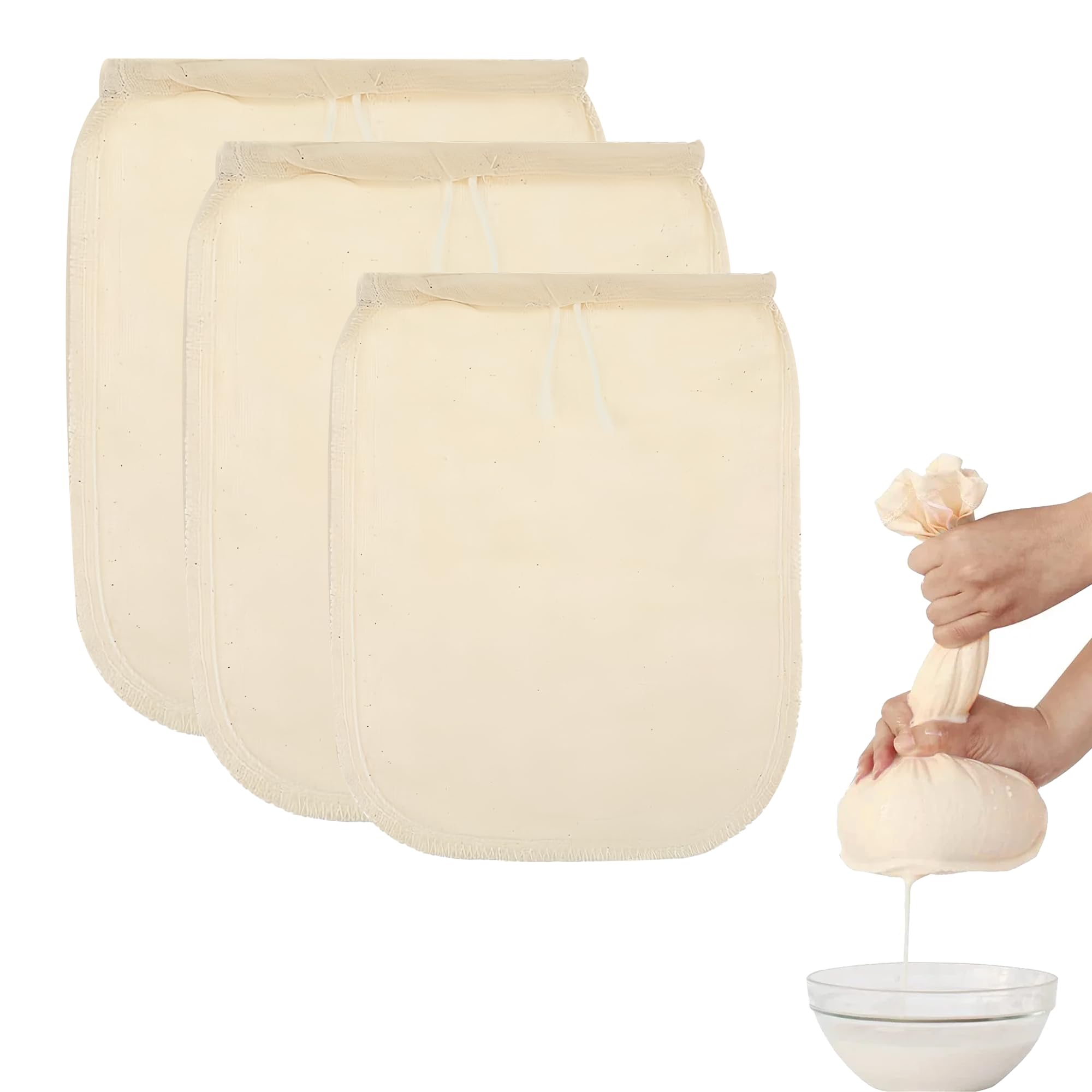 Pcs Muslin Cloths for Cooking,Reusable Cheese Cloths for Straining,Mesh  Durable Cheesecloth,Food Yogurt Filter Cheese Cloth Bag Cold Brew Bag