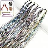 Hair Tinsel Kit with Tools and Instruction Easy to Use 1000 Strands 47 Inches Glitter Tinsel Hair Ex