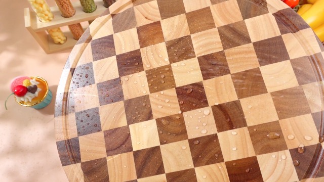 Tabla de cortar redonda de madera 12 pulgadas miniatura 6