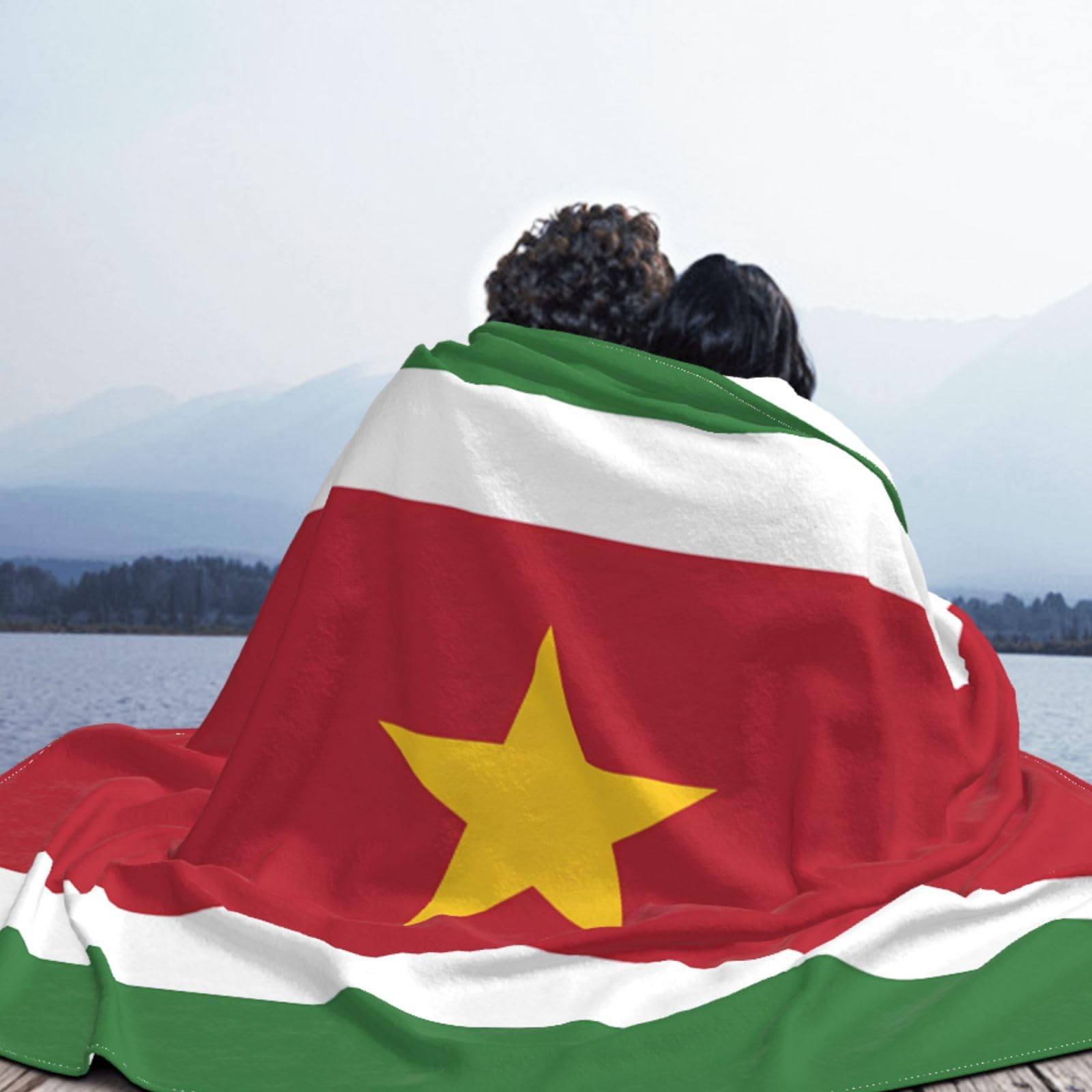 Manta de viaje portátil de 80 x 60 pulgadas, suave, resistente a las arrugas, plegable, exquisita bandera de Surinam