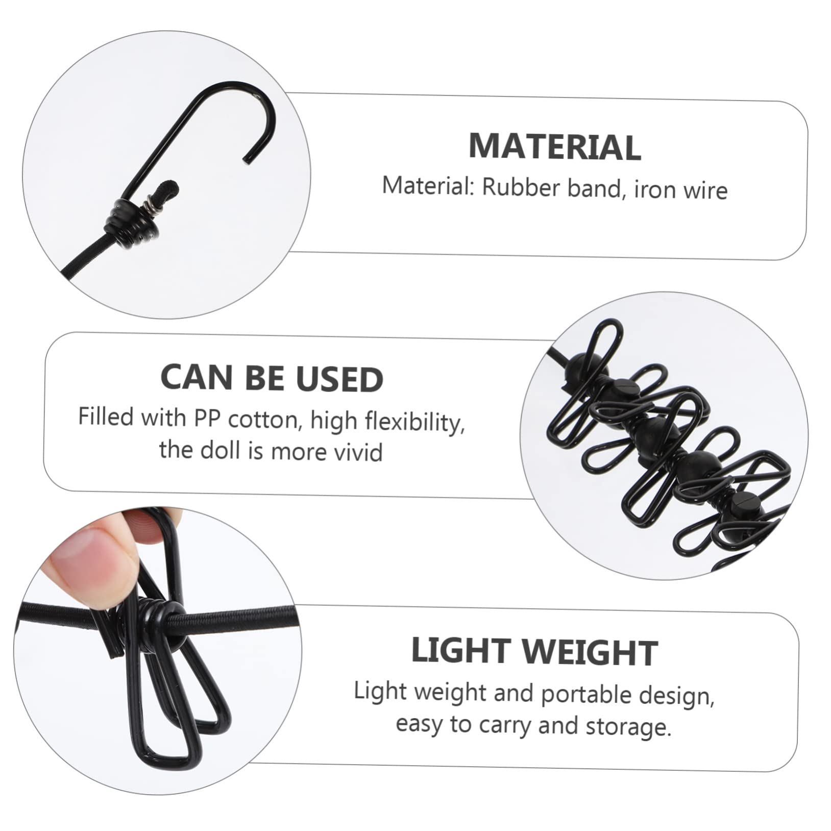 Levemolo 2Pcs Outdoor Travel Windproof Clips for Clotheslines Positioning Buckles for Air Drying Ropes for Camping Hiking and Indoor Use Black