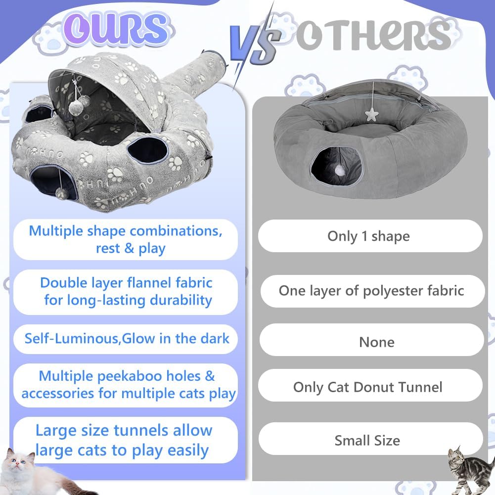 Snapklik.com : OUHOU Cat Tunnel Bed For Multiple Cats, Cat Tunnels For ...