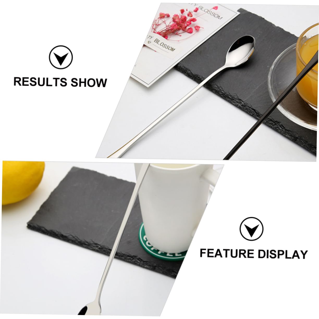 KICHOUSE 24cm Stainless Steel Ice Scoop Creative Mixing Spoon for Kitchen Easy Clean Long Handle Perfect for Honey Extraction