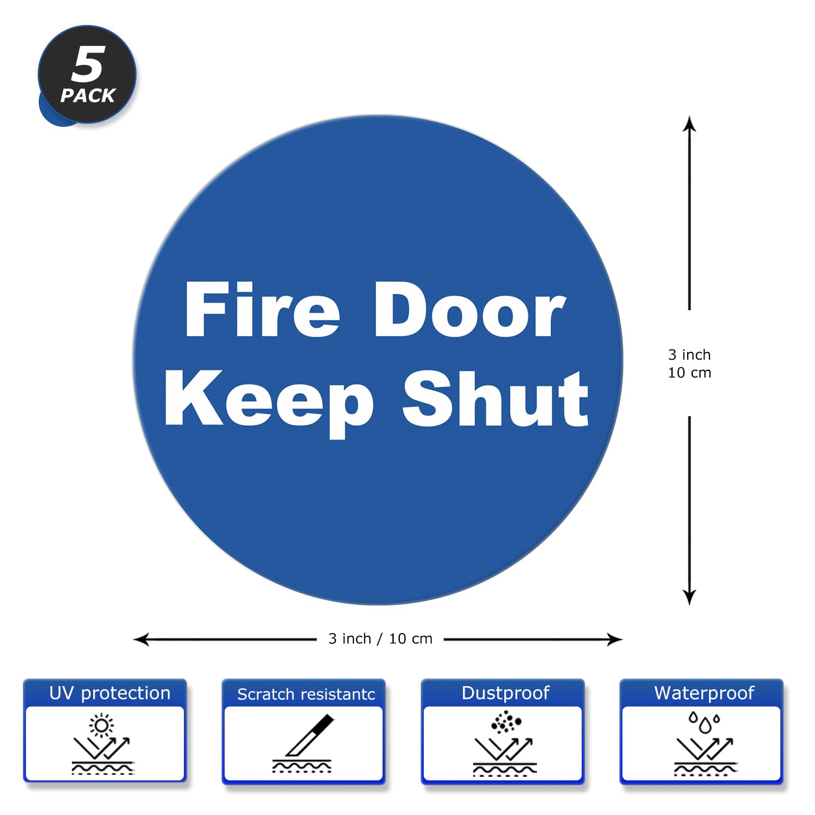 Vsafety 18017 af-g Fire Door Keep Closed Sign, quadrato, 100 mm x 100
