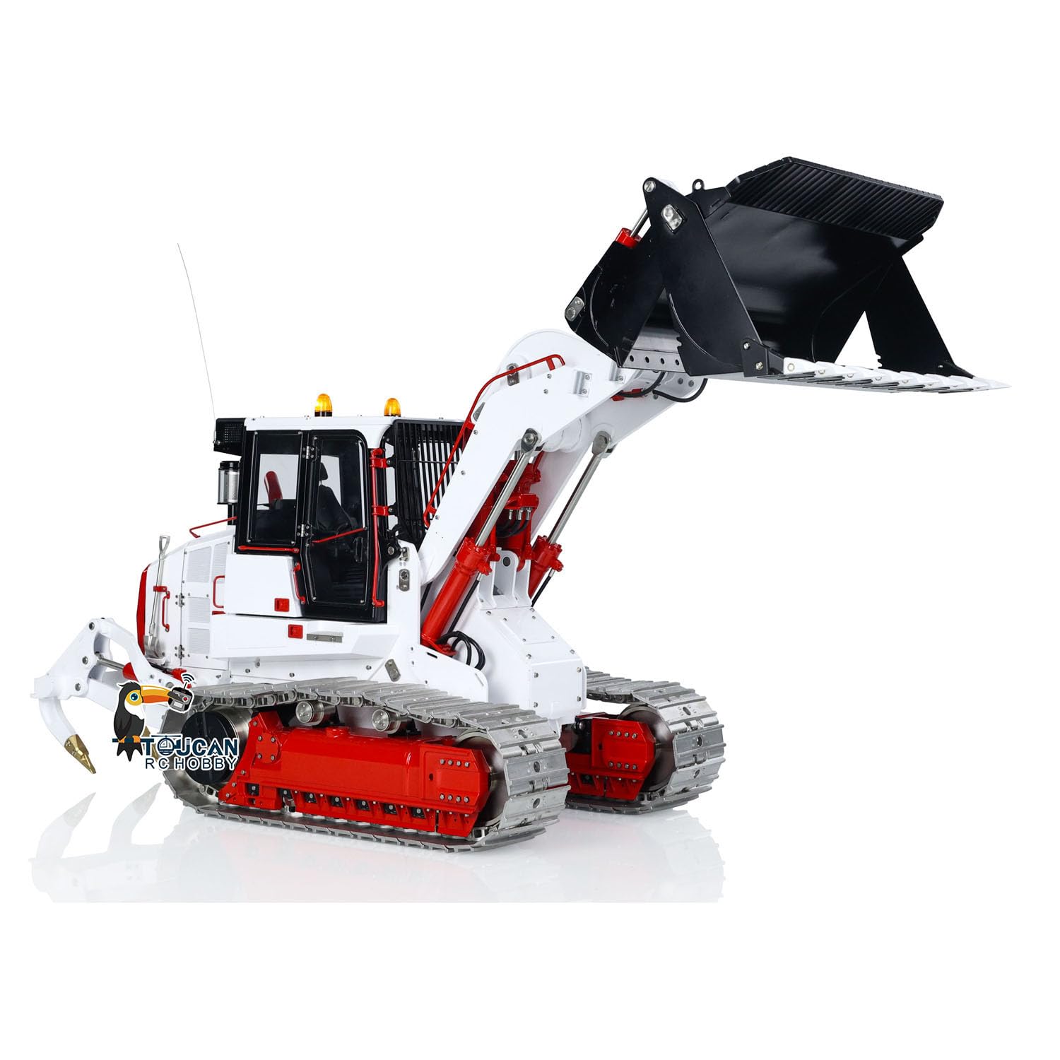 TOUCAN RC HOBBY LESU 1:14 973K RC Caricatore Idraulico RC Tracciato Trasferimento Camion Costruzione Veicoli Modello Pala Apertura Posteriore Aratro ST8 Telecomando Bianco Nero Rosso