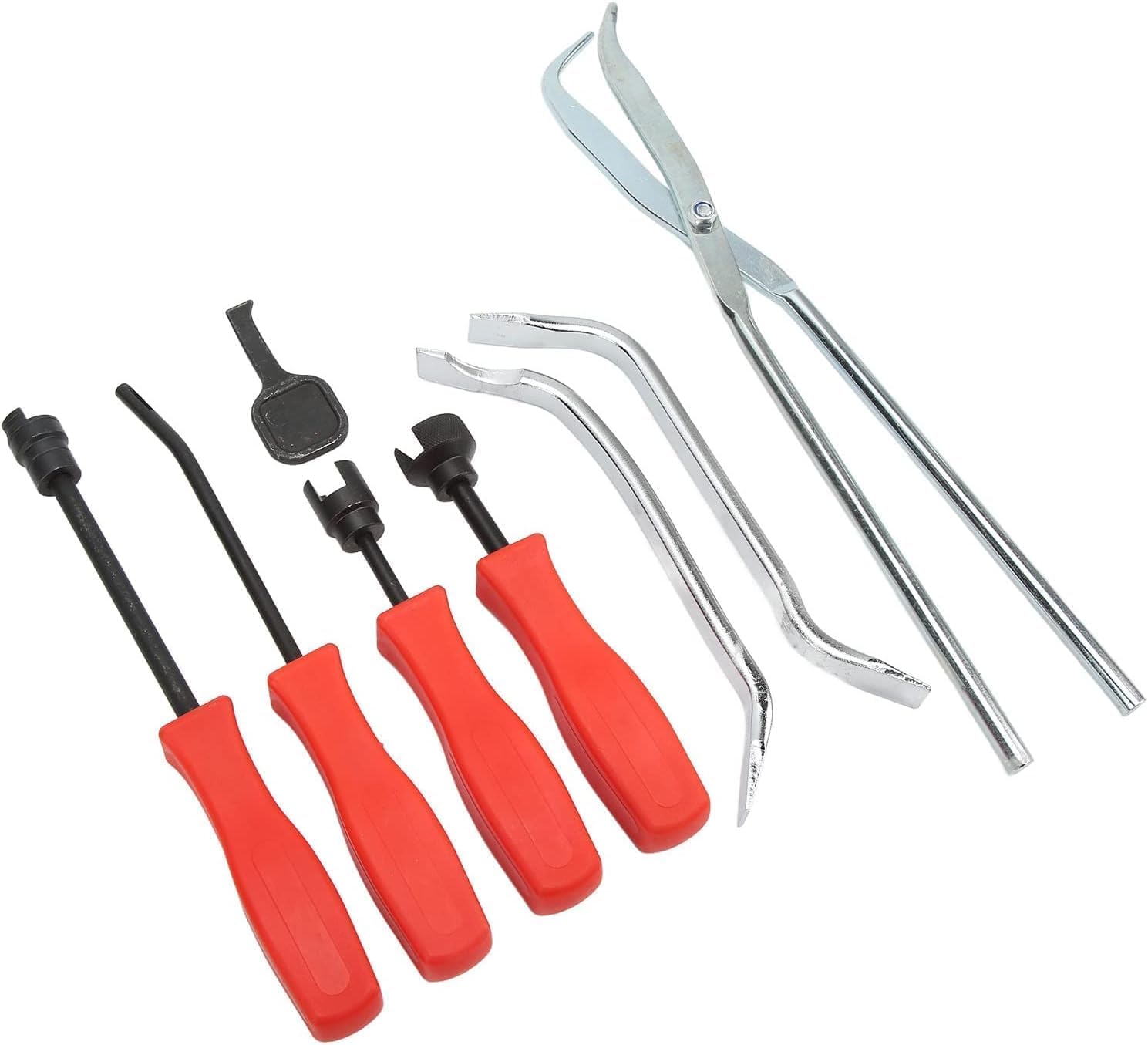 Kit di 8 utensili per l'estrazione dei freni a tamburo, universale, in acciaio 45, con rivestimento cromato ossidato e scatola portaoggetti