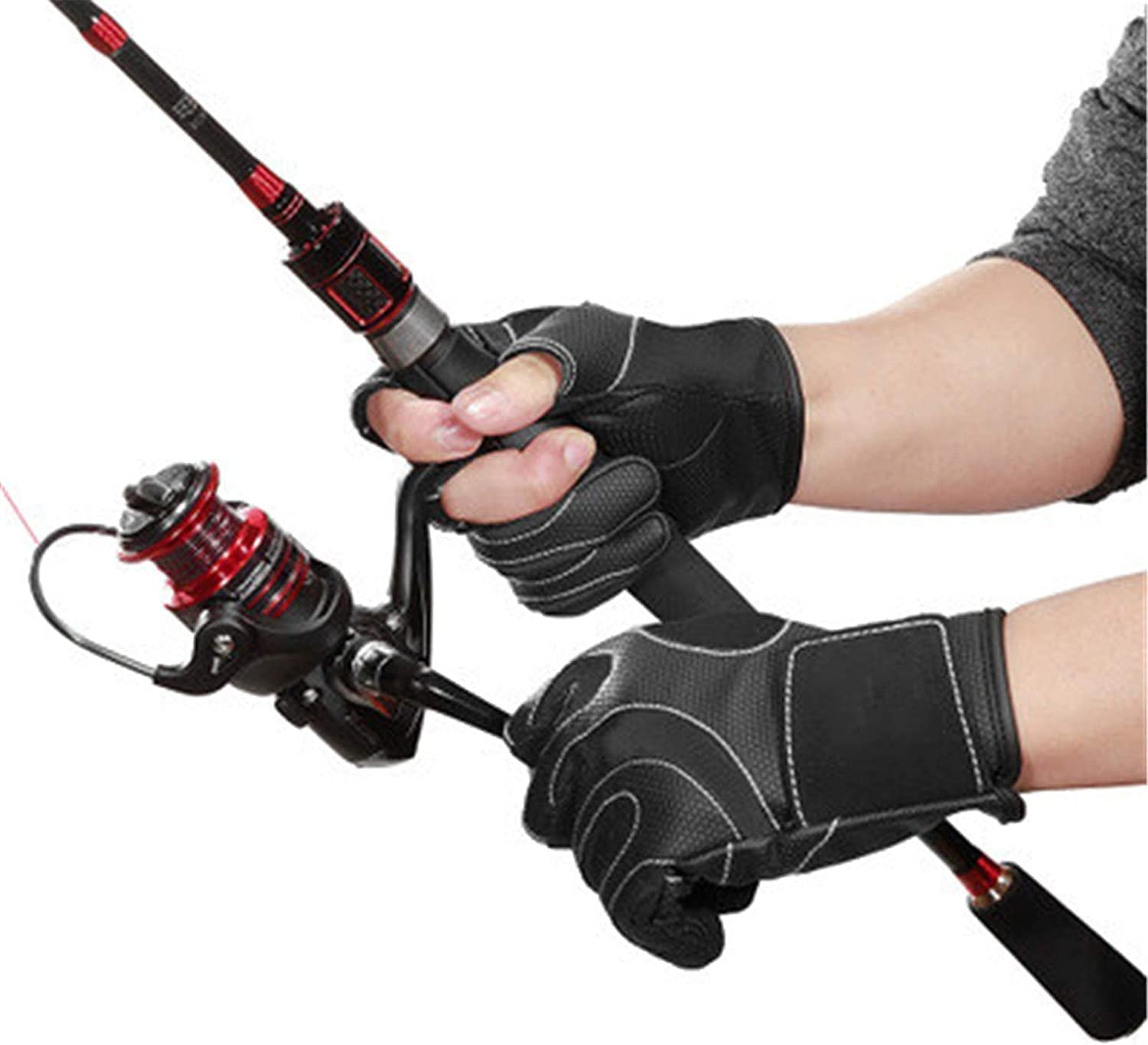 Habiba Guanti Guanti a Tre Dita, Guanti da Pesca da Ciclismo per Sport all'Aria Aperta Antiscivolo da Uomo e da Donna, Guanti Touch Screen Traspiranti Caldo