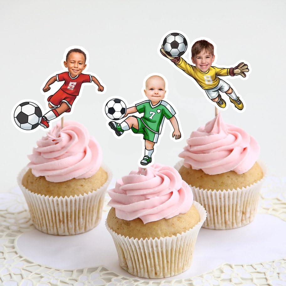 12 Stück Fußball-Cupcake-Topper – Glitzernde Deko Für Kindergeburtstag, WM-Party & Sportevents