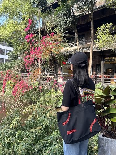 Bolsa Tote de Lona Baseball Mom Negro XL miniatura 3
