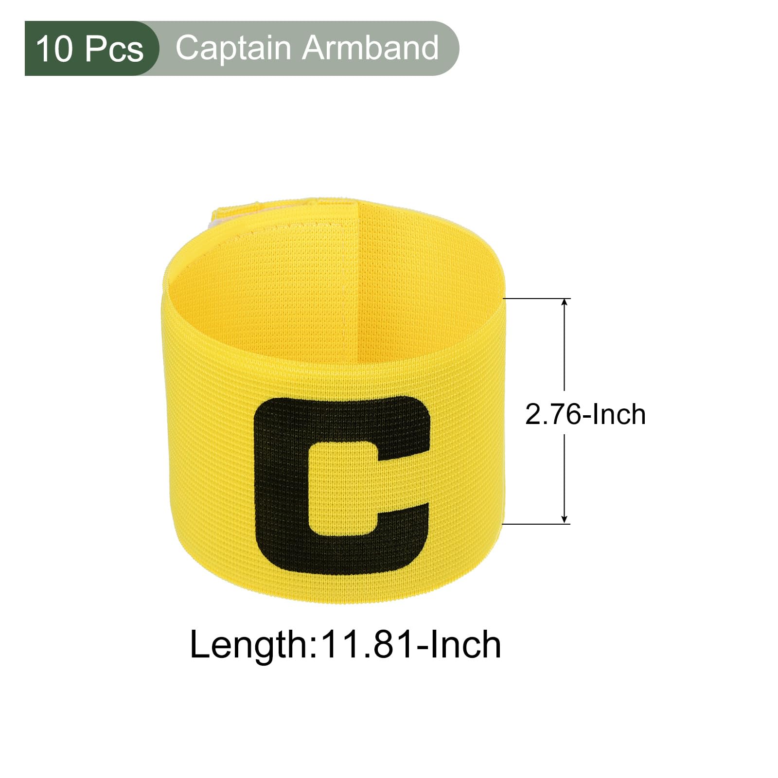 YOKIVE 10 Pcs Soccer Captain Armband, Nylon Protective Arm Badge, Adjustable Flexibility, Great for Team Training, Competitions (Yellow, 11.8 x 2.8-Inch)