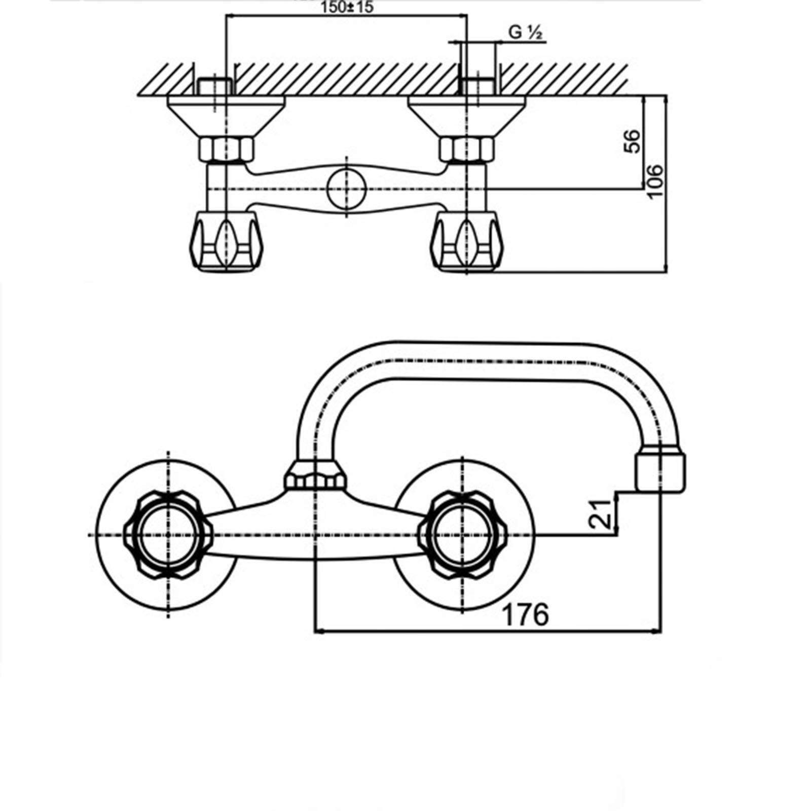 Mprofi MT® Grifo de Cocina de Pared Cromado | Mezclador Monomando para Fregadero y Lavabo | Grifería con Alcachofa Extraíble | Cuerpo de Latón para Sistemas de Agua a Presión