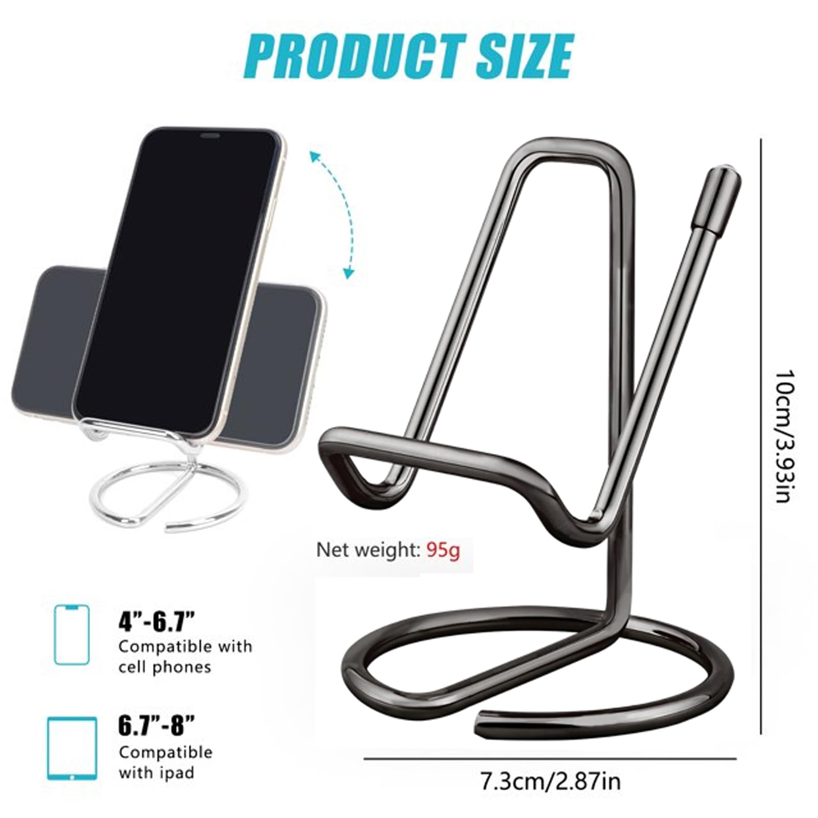 Supporto Da Scrivania Per Cellulare HP004 Regolabile In Altezza &ndash; Nero
