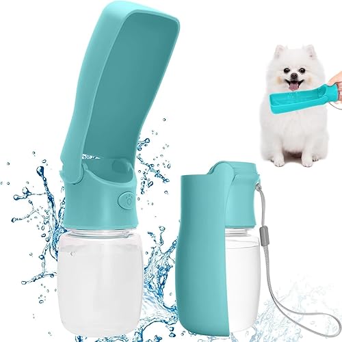 Botella de agua portátil para perros para caminar, a prueba de fugas, plegable, dispensador de botellas de agua para mascotas, tazón dispensador de