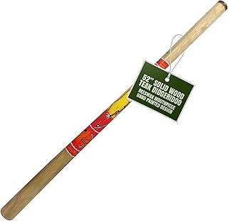 Solid Wood Didgeridoo, 52" Long with Beeswax Mouthpiece – Hand-Painted Dancing Lizard Design, Wind Instrument in Key of C-E, Instrument for Beginners and Intermediate Players, by World Percussion USA