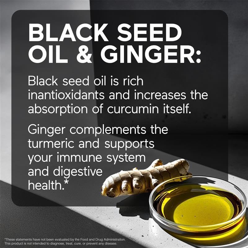 SMARTERNUTRITION Curcumin Softgels - Vegan High Absorption 400 mg Turmeric Supplement + Black Seed Oil & Ginger - 95% Tetrahydrocurcuminoids Non-GMO, USA Manufactured - 60 Ct[30 Servings] - Image 4