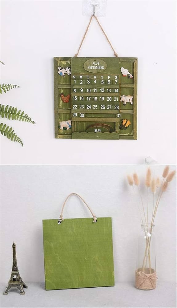 Amazon | インテリアアイデア木製カレンダー壁掛けDIYレトロ