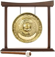 Vista 5 de Gongs de pezón dorado tailandés en soportes, incluye gong, tu elección de soporte y maza/tono brillante transparente/gong fabricado en Tailandia