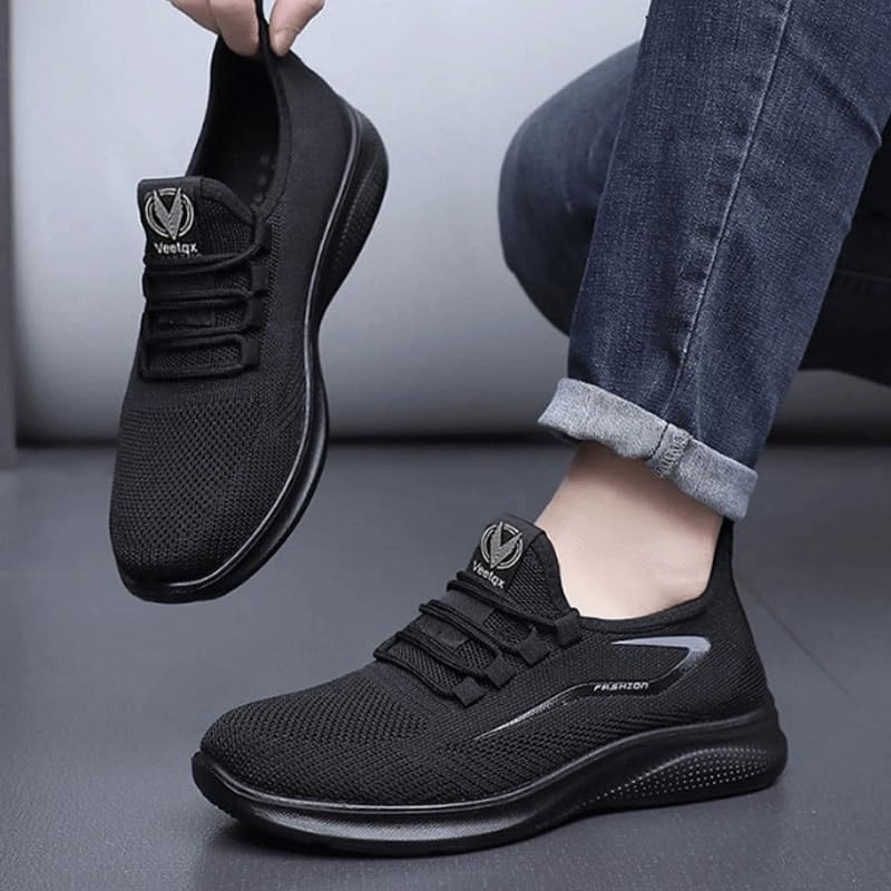Men's Casual Dress Sneakers Lace-Up Shoes Knit Lightweight Mesh Walking Shoes for Men Work Lightweight Soft Sole3