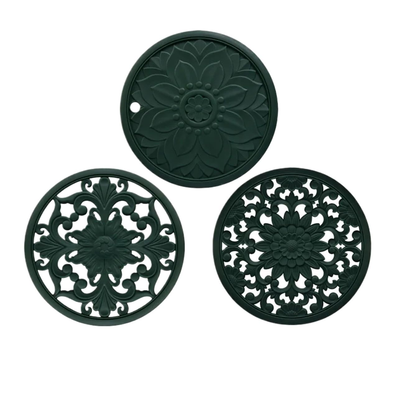 silicone trivet Table Mat, Silicone Trivet 3Pcs Multicolor 16cm 20cm Reusable Heat Placemat Kitchen Decor(20cm Green)