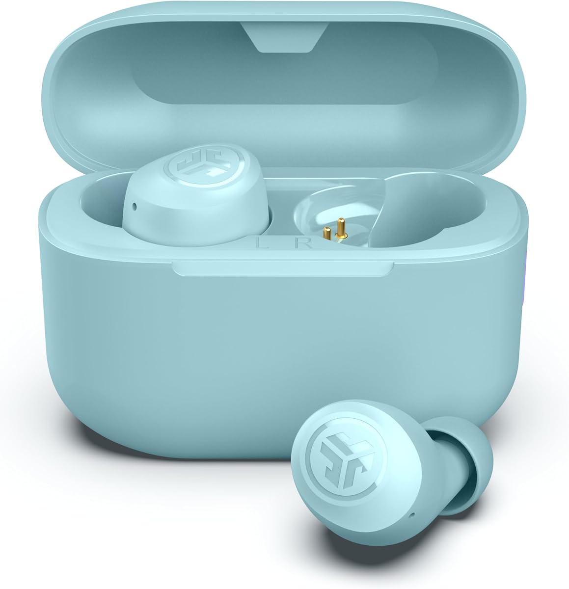JLab Go Air Pop+, Auriculares inalámbricos verdaderos, Auriculares Bluetooth con micrófono, Conexión Dual, Sonido EQ3, Azul Claro