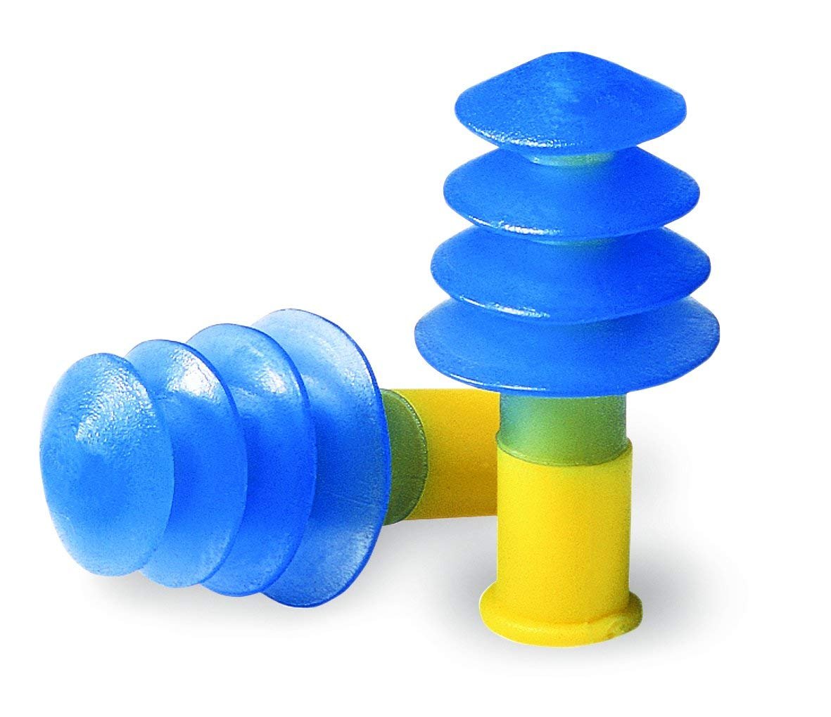 HOWARD LEIGHT 1011282 Fusion Tapones para los oídos reutilizables con cable, tamaño regular, amarillo y azul, en forma de brida, SNR 28 dB (50 pares)
