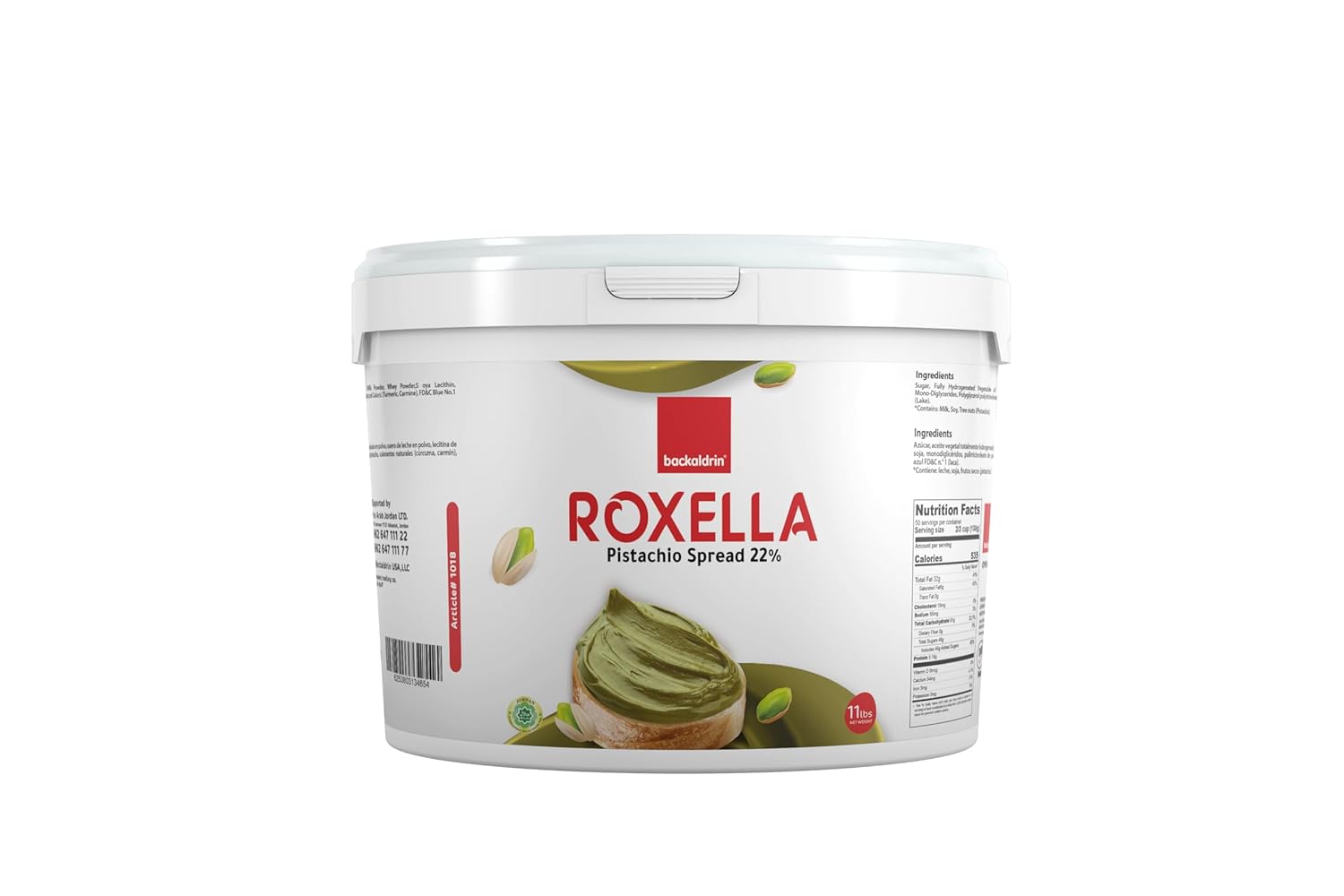 Premium Pistachio Spread 22% 11 lb – Smooth & Creamy Pistachio Butter – Rich Nutty Flavor for Baking, Desserts & Food Service