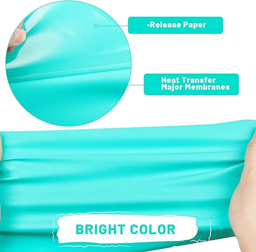 Miniatura 3 de GIRAFVINYL Vinilo de transferencia de calor verde azulado  10 x 4 pies de vinilo 3D de transferencia de calor para camisetas, vinilo para planchar