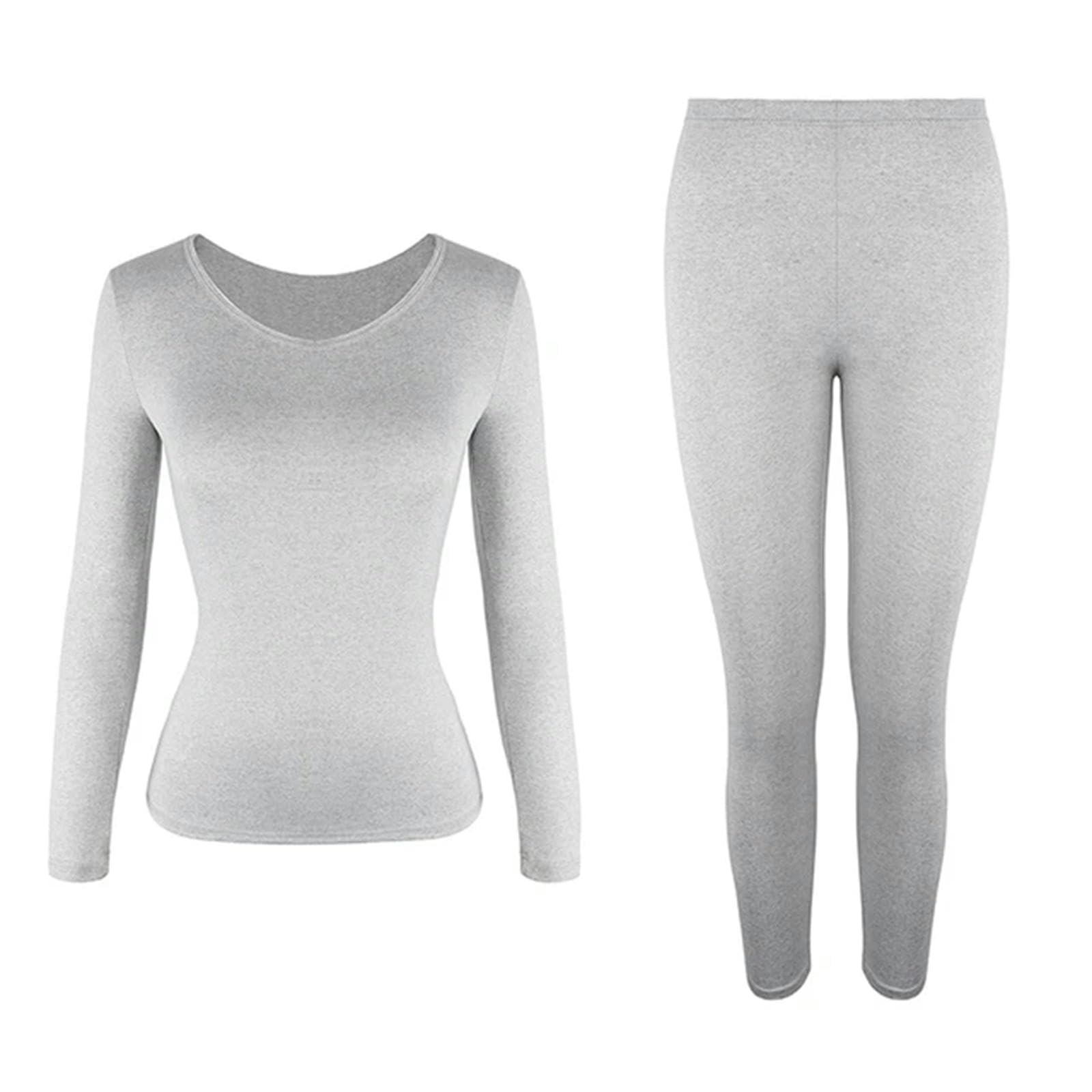 MdybF Conjuntos Térmicos para Mujer Juego De Ropa Interior Térmica para Mujeres Long Johns Capa Base Forrada Top Top Inport 2 Piezas Conjunto-Gris-L