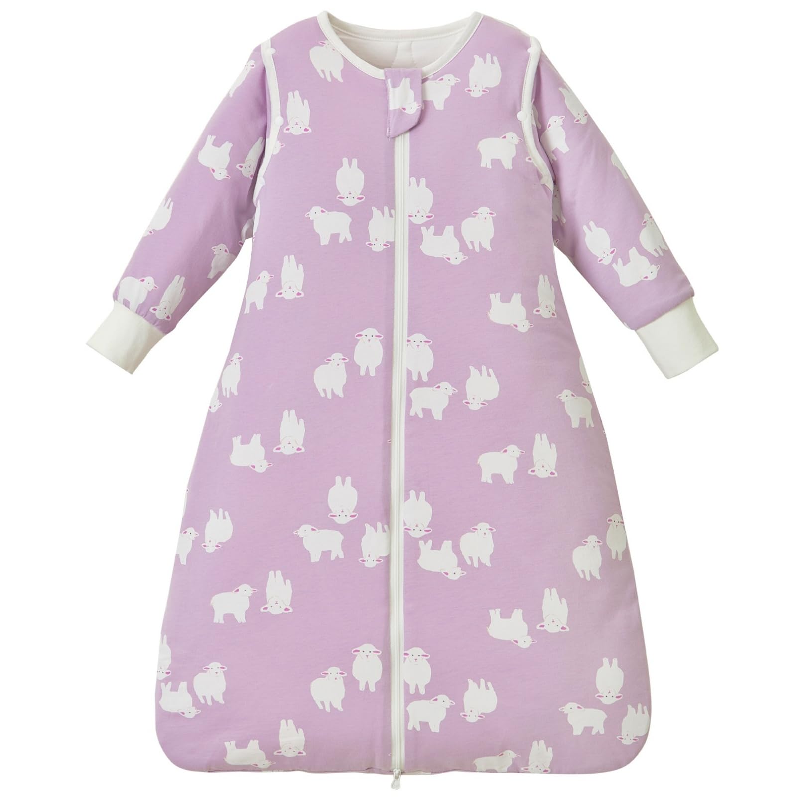 Nivolltha Super Soft Removable Long Sleeves Baby Sleeping Bag 2.5 TOG, 100% Cotton Winter Sleeping Bag 18-36 Months for Infant Toddler, Lamb — image 1