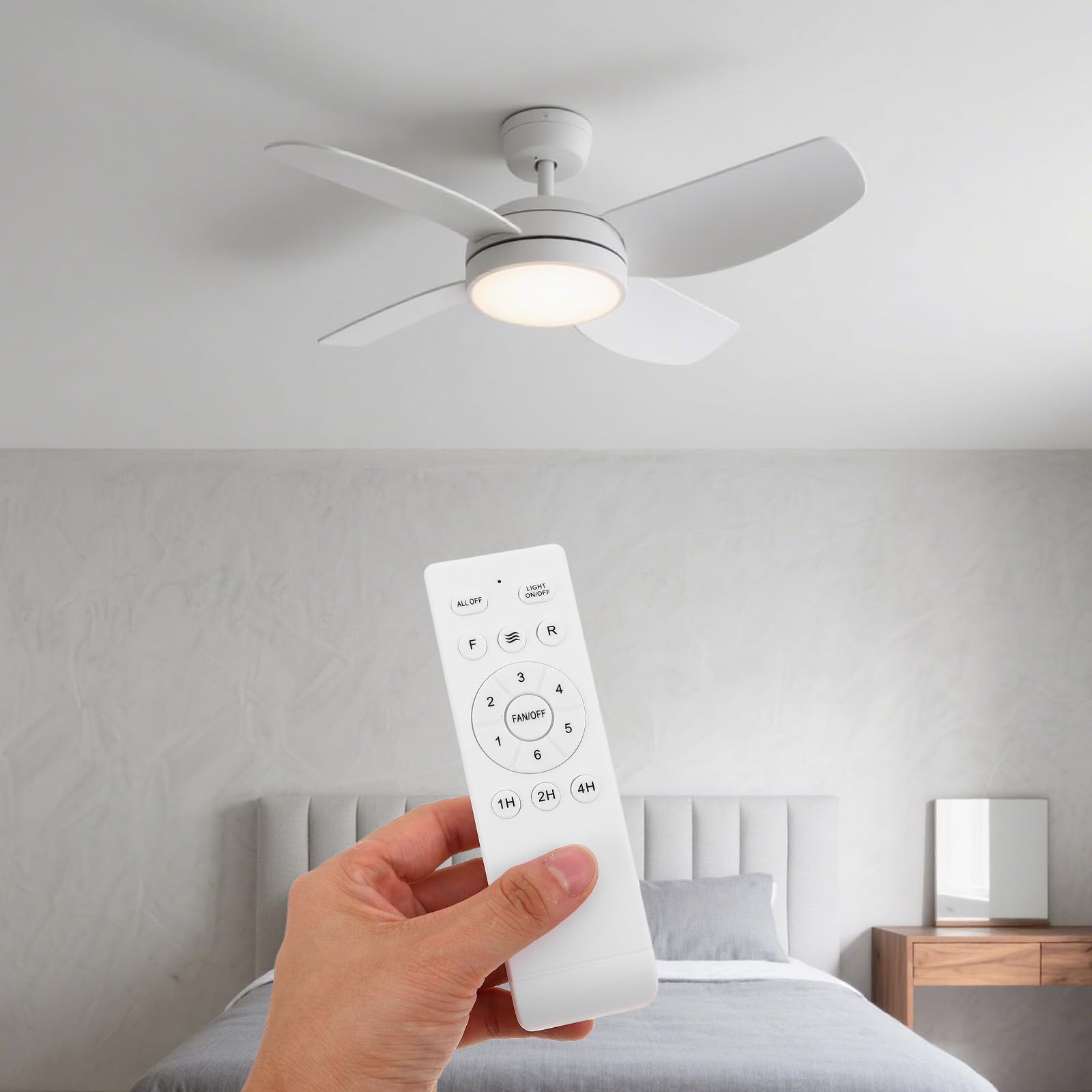 Control Remoto para Ventiladores de Techo con Luz, Control de Velocidad y Temporizador, Dispositivo Remoto de Plástico 433 Mhz Adecuado para Verano