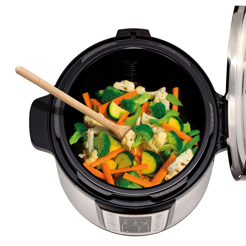 Tefal Fast & Delicious Multicooker - Pentola a pressione elettrica 1200 W, 25 programmi automatici, modalità manuale, include ricettario, cestello cottura a vapore, capacità 6 litri
