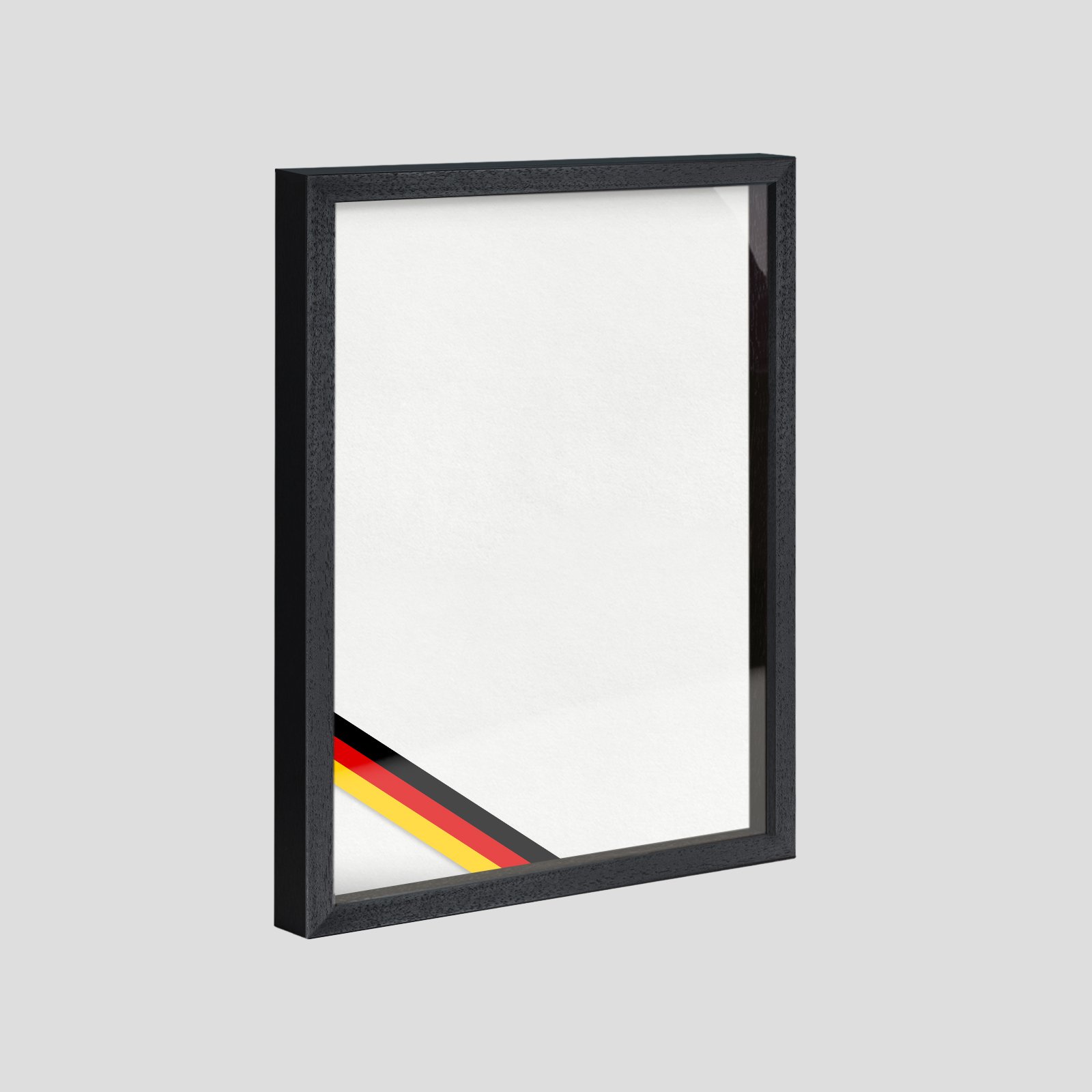 Bildershop-24 Objektrahmen Trikotrahmen aus Massivholz VARIO36 WM inkl. Bügel, Deutschland Banner und Passepartout 70x90cm Schwarz matt (lackiert) Geschenk Papa Freund