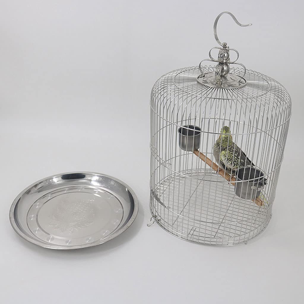 Gabbia Voliera La gabbia per uccelli dell'acciaio inossidabile può appendere la tazza di cibo per animali domestici, adatto per il mughetto del pappagallo del canarino Phoenix Peony Peony Budgerrigar