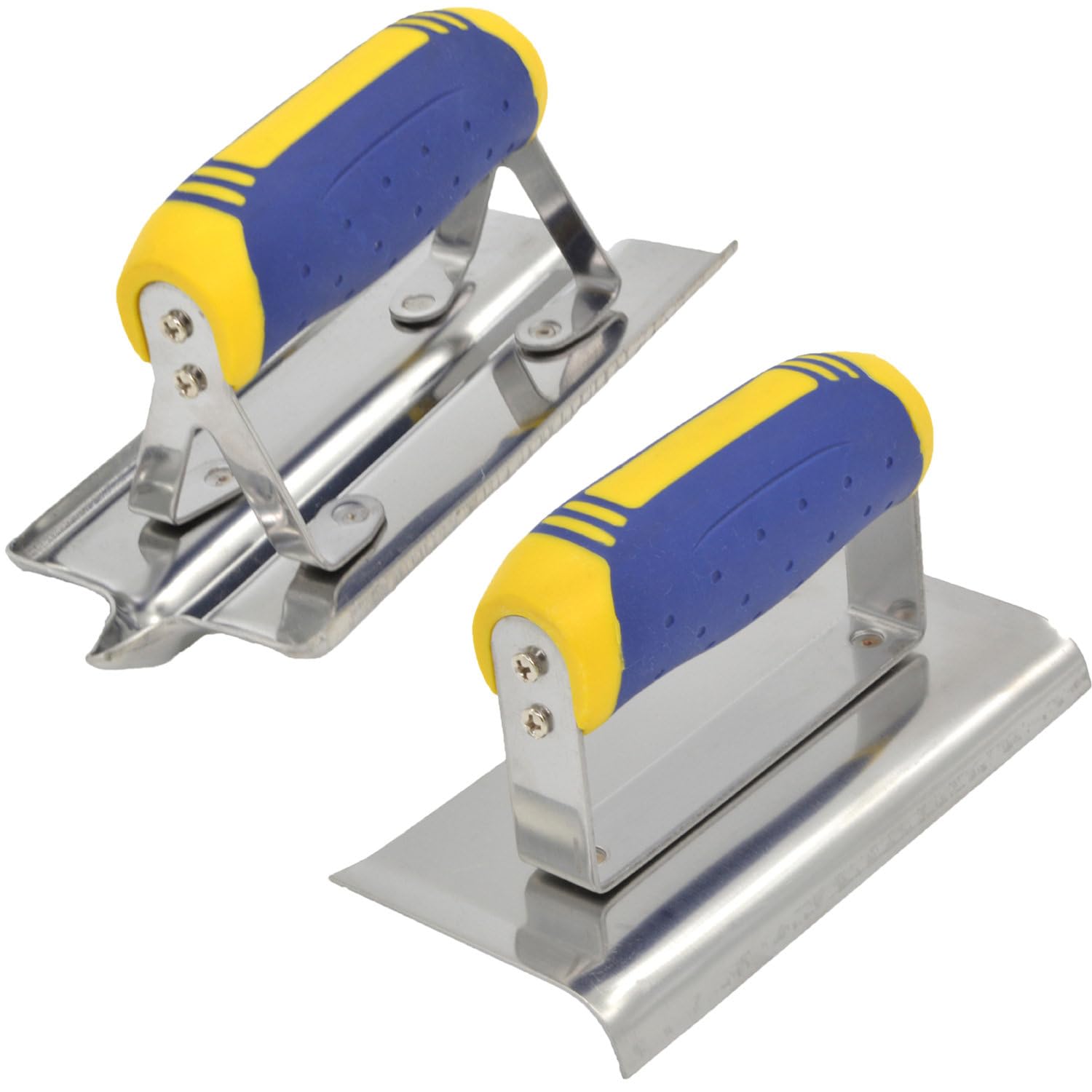 Sinyiol Concrete Hand Edger (6" x 3", 1/2"R) and Groover (7" x 3", 1/2"W, 1/2"D), Stainless Steel Drywall Corner Tool Set with Soft Grip,Masonry Hand